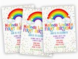 Rainbow First Birthday Invitations Rainbow 1st Birthday Invitation From Partyprintexpress