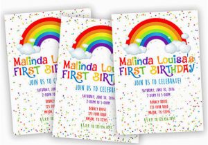 Rainbow First Birthday Invitations Rainbow 1st Birthday Invitation From Partyprintexpress