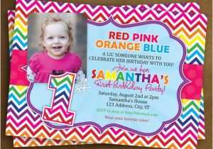 Rainbow First Birthday Invitations Rainbow 1st Birthday Invitation Photo Invitation Rainbow