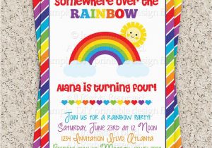 Rainbow First Birthday Invitations Rainbow 1st Birthday Invitations