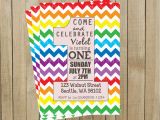 Rainbow First Birthday Invitations Rainbow Chevron One Rainbow First Birthday Invitation Custom