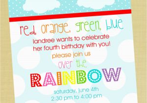 Rainbow themed Birthday Invitations 5 Perfect Rainbow Party Invitation Wording Braesd Com