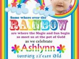 Rainbow themed Birthday Invitations Rainbow Birthday Party Invitation Meylah