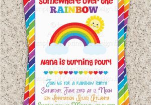 Rainbow themed Birthday Invitations Rainbow Party Invitation Rainbow Invitation by Invitationblvd