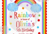 Rainbow themed Birthday Invitations Rainbow themed Birthday Invitations Best Party Ideas