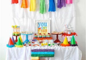 Rainbow themed Birthday Party Decorations Kara 39 S Party Ideas Rainbow themed Birthday Party Kara 39 S