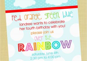 Rainbow themed Birthday Party Invitations 5 Perfect Rainbow Party Invitation Wording Braesd Com