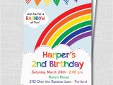 Rainbow themed Birthday Party Invitations Colorful Rainbow Birthday Party Invitation Rainbow themed