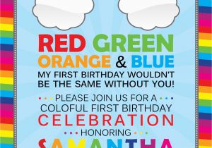 Rainbow themed Birthday Party Invitations Rainbow Birthday Invitation Cimvitation