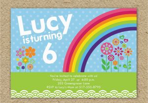 Rainbow themed Birthday Party Invitations Rainbow Birthday Party Invitation Modern Rainbow Birthday