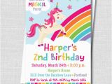 Rainbow themed Birthday Party Invitations Rainbow Unicorn Birthday Party Invitation Unicorn themed