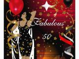 Red 50th Birthday Decorations Fabulous 50 Fifty Birthday Party Black Red Stars 2 Card