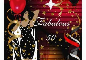Red 50th Birthday Decorations Fabulous 50 Fifty Birthday Party Black Red Stars 2 Card
