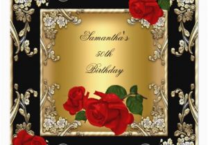 Red and Black 50th Birthday Decorations Elegant 50th Birthday Party Gold Red Rose Black Card