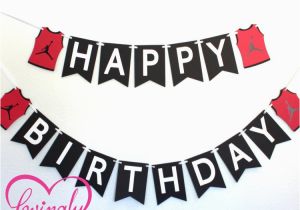 Red and Black Happy Birthday Banner Happy Birthday Banner In Red White Black Jordan by