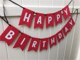 Red and Black Happy Birthday Banner Happy Birthday Banner Red and White with Black Ribbon