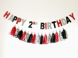Red and Black Happy Birthday Banner Happy Birthday Banner Red Black and Polka Dot Party Decor