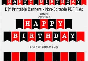 Red and Black Happy Birthday Banner Happy Birthday Banner Red Black Boy Birthday Party Etsy