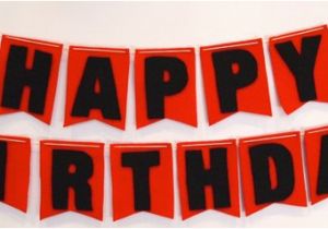 Red and Black Happy Birthday Banner Items Similar to Happy Birthday Felt Flag Banner In Red