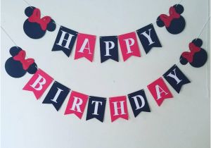 Red and Black Happy Birthday Banner Red and Black Minnie Mouse Happy Birthday Banner Minnie