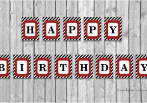 Red and Black Happy Birthday Banner Red Glitter and Black Striped Bunting Happy Birthday