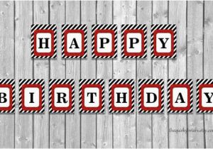 Red and Black Happy Birthday Banner Red Glitter and Black Striped Bunting Happy Birthday