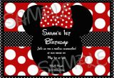 Red and Black Minnie Mouse Birthday Invitations Girls Minnie Mouse Red and Black Polka Dot Bow Birthday