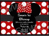 Red and Black Minnie Mouse Birthday Invitations Girls Minnie Mouse Red and Black Polka Dot Bow Birthday