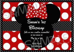 Red and Black Minnie Mouse Birthday Invitations Girls Minnie Mouse Red and Black Polka Dot Bow Birthday