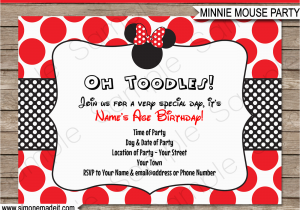 Red and Black Minnie Mouse Birthday Invitations Minnie Mouse Birthday Party Invitations Template Red
