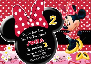 Red and Black Minnie Mouse Birthday Invitations Polka Dot Red Minnie Mouse Birthday Invitations with White