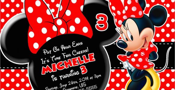 Red and Black Minnie Mouse Birthday Invitations Red Minnie Mouse Birthday Invitations