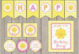 Red and Yellow Happy Birthday Banner Banner Idea White Circle with orange and Pink Letters On