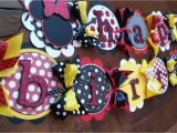 Red and Yellow Happy Birthday Banner Minnie Mouse Happy Birthday Banner Red Yellow Black White