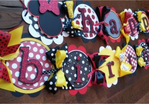 Red and Yellow Happy Birthday Banner Minnie Mouse Happy Birthday Banner Red Yellow Black White