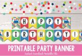 Red and Yellow Happy Birthday Banner Train Birthday Party Banner Instant Download Happy