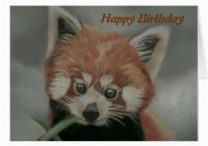 Red Panda Birthday Card Pastel Painting Of A Red Panda Birthday Card Zazzle