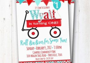 Red Wagon Birthday Invitations Little Red Wagon Birthday Party Invitation Red Wagon Party