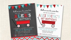 Red Wagon Birthday Invitations Little Red Wagon Birthday Party Invitations First Birthday