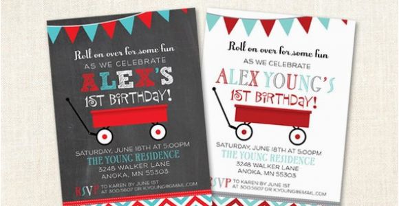 Red Wagon Birthday Invitations Little Red Wagon Birthday Party Invitations First Birthday