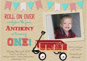 Red Wagon Birthday Invitations Vintage Look Little Red Wagon 1st Birthday Party