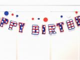 Red White and Blue Happy Birthday Banner Americana Birthday Stars and Stripes Birthday Banner by Devany