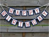 Red White and Blue Happy Birthday Banner Happy Birthday Banner Red and Blue by Craftyearth On Etsy