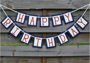 Red White and Blue Happy Birthday Banner Happy Birthday Banner Red and Blue by Craftyearth On Etsy