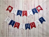 Red White and Blue Happy Birthday Banner Happy Birthday Patriotic Birthday Red White Blue
