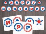 Red White and Blue Happy Birthday Banner Instant Download Patriotic Happy Birthday Banner Patriotic