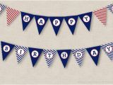 Red White and Blue Happy Birthday Banner Nautical Birthday Banner Instant Download Printable Pdf Happy