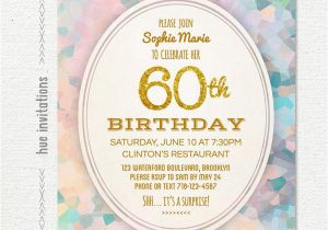 Religious Birthday Invitations 60th Birthday Party Invitation Pastel Watercolor Gold Glitter