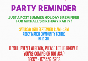 Reminder Birthday Invitation Birthday Invitation Reminder Message Birthday Tale