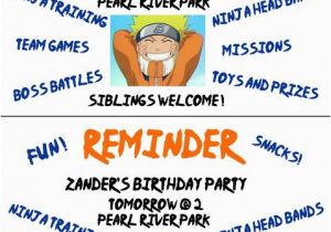 Reminder Birthday Invitation Naruto themed Birthday Party